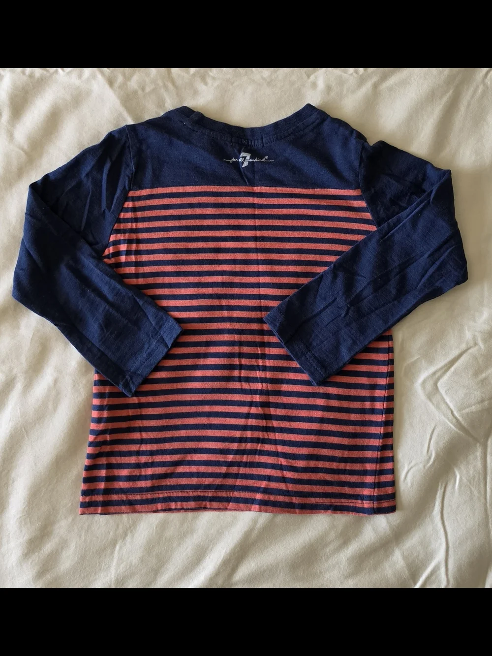7 For All Mankind Toddler Boy Striped Navy and Red Kids Long-Sleeve Tee